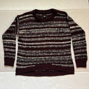 Buffalo Burgundy Striped Sweater - Size M - High-Low Hem